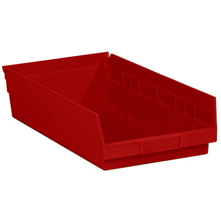 17 7/8 x 11 1/8 x 4" Red Plastic Shelf Bin Boxes