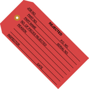 #5 4 3/4 x 2 3/8" 13 Pt. Red "Rejected" 1-Part Inspection Tags - Unwired (1000/case)