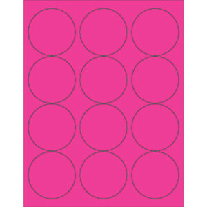 2 1/2" Fluorescent Pink Circle Laser Labels