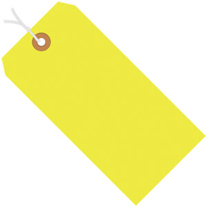 2 3/4 x 1 3/8" Fluorescent Yellow  13 Pt. Shipping Tags - Pre-Strung